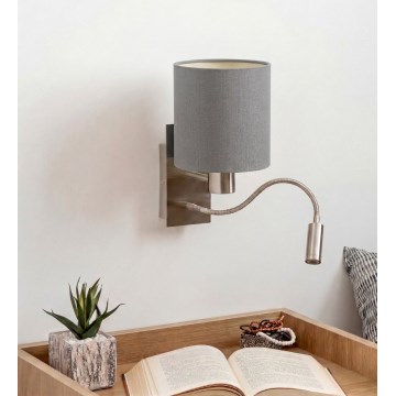 Brilagi - Applique flessibile LED NUBILA 1xE27/25W/230V + LED/3W cromo opaco/grigio chiaro