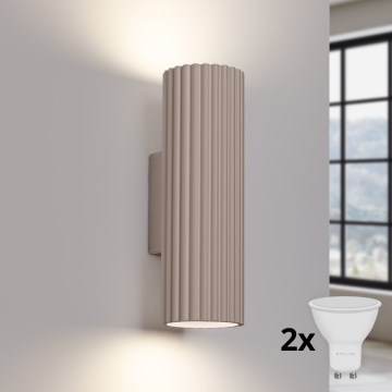 Brilagi - Applique LED CRESTO 2xGU10/10W/230V 20 cm taupe