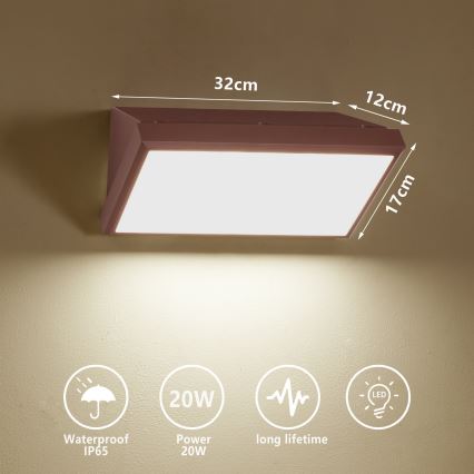 Brilagi - Applique da esterno a LED TRIANGLE LED/20W/230V 3000/4000/6500K marrone IP65