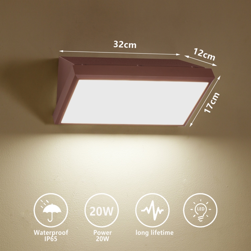 Brilagi - Applique da esterno a LED TRIANGLE LED/20W/230V 3000/4000/6500K marrone IP65
