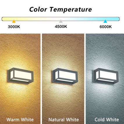 Brilagi - Lampada da parete LED per esterni PARKER LED/12W/230V 3000/4500/6000K grigio IP44