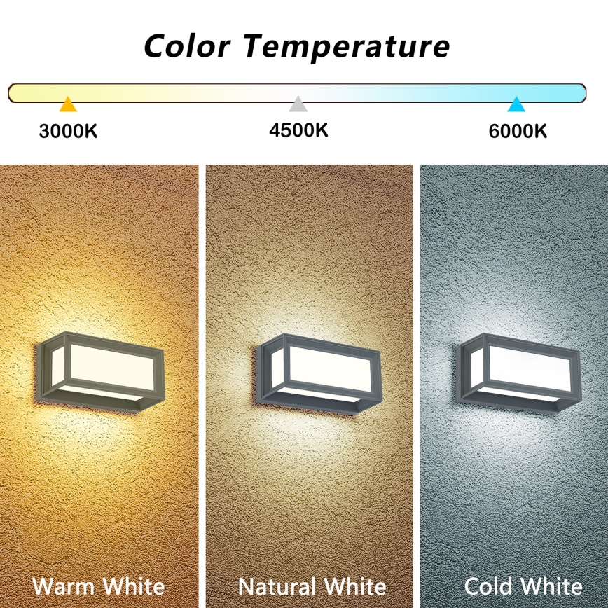 Brilagi - Lampada da parete LED per esterni PARKER LED/12W/230V 3000/4500/6000K grigio IP44
