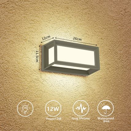 Brilagi - Lampada da parete LED per esterni PARKER LED/12W/230V 3000/4500/6000K grigio IP44