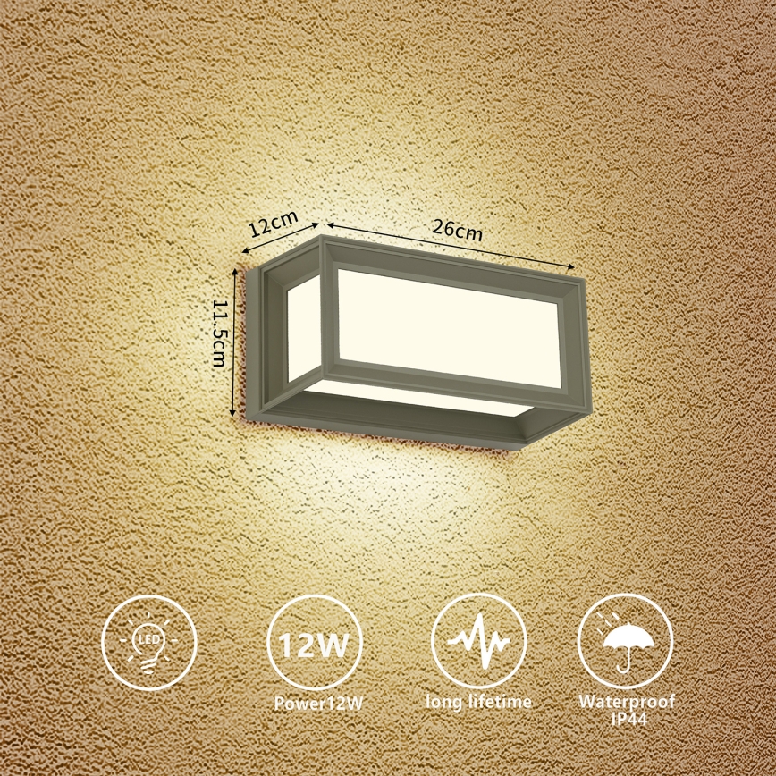 Brilagi - Lampada da parete LED per esterni PARKER LED/12W/230V 3000/4500/6000K grigio IP44