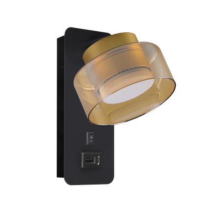 Brilagi - Applique murale avec port USB AURA LUX 1xGX53/30W/230V noire/dorée