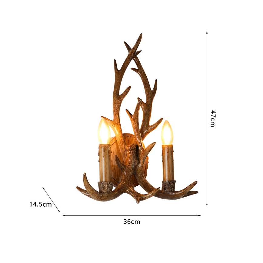 Brilagi - Applique murale DEER 2xE14/10W/230V, motif bois de cerf