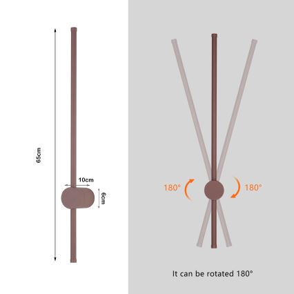 Brilagi - Applique murale d'extérieur LED AURA LED/12W/230V 3000K IP54 65 cm marron IRC 90
