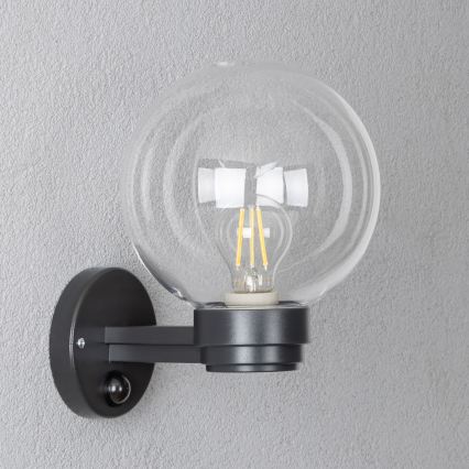 Brilagi - Applique murale d'extérieur avec détecteur de mouvement HARBOR 1xE27/40W/230V IP33 anthracite/transparent