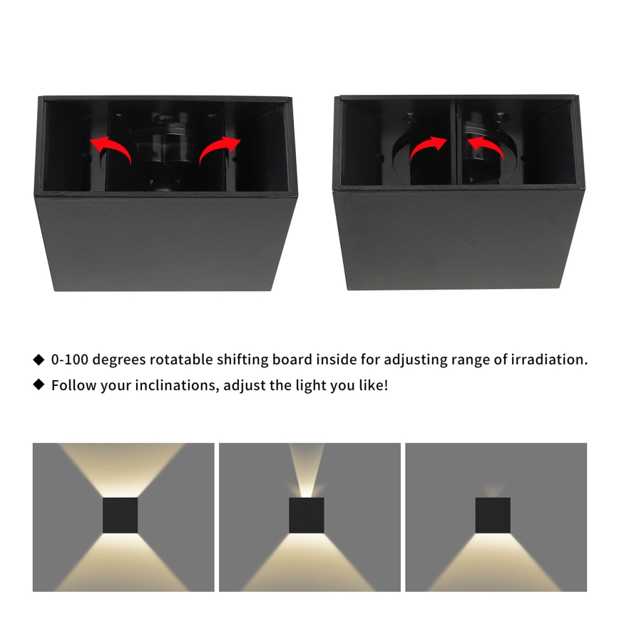 Brilagi - Applique murale d'extérieur DOUBLERAY LED/4W/230V noire IP65