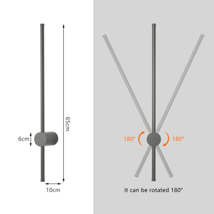 Brilagi - Applique murale d'extérieur LED AURA LED/12W/230V 3000K IP54 65 cm anthracite IRC 90