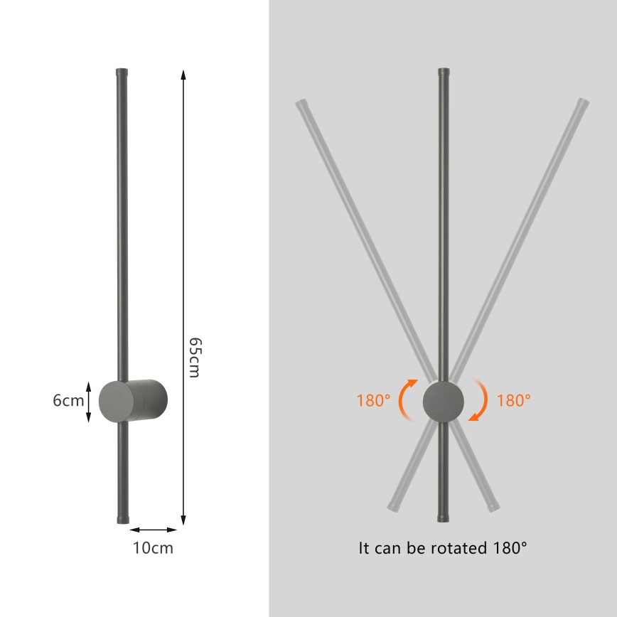 Brilagi - Applique murale d'extérieur LED AURA LED/12W/230V 3000K IP54 65 cm anthracite IRC 90