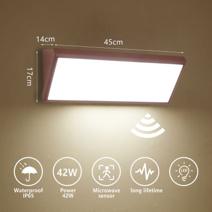 Brilagi - Applique murale extérieure LED avec détecteur de mouvement TRIANGLE LED/42W/230V marron IP65