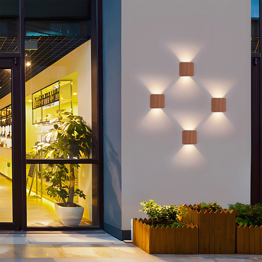 Brilagi - Applique murale d'extérieur LED DOUBLERAY LED/6W/230V aspect bois IP54
