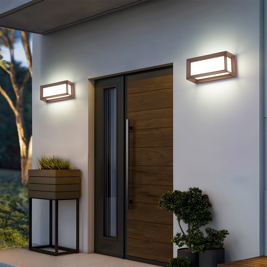Brilagi - Applique murale extérieure LED avec détecteur PARKER LED/12W/230V marron IP44
