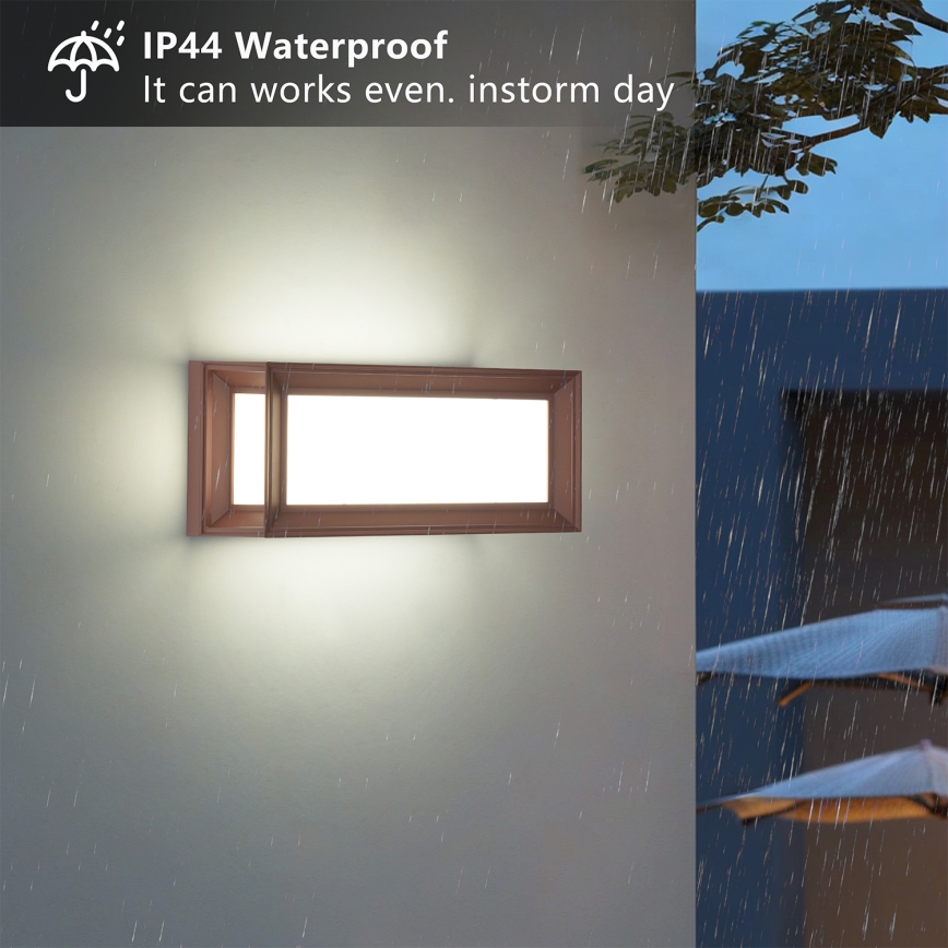Brilagi - Applique murale extérieure LED avec détecteur PARKER LED/12W/230V marron IP44