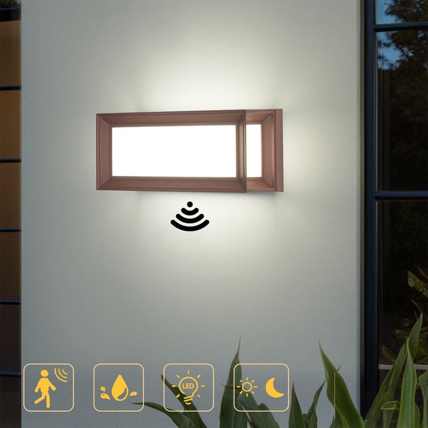 Brilagi - Applique murale extérieure LED avec détecteur PARKER LED/12W/230V marron IP44