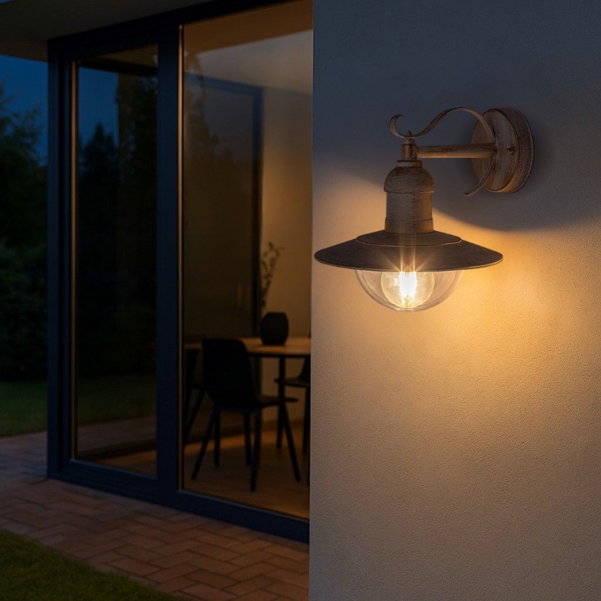 Brilagi - Applique murale d'extérieur MOLDE 1xE27/60W/230V IP44 blanc/patine