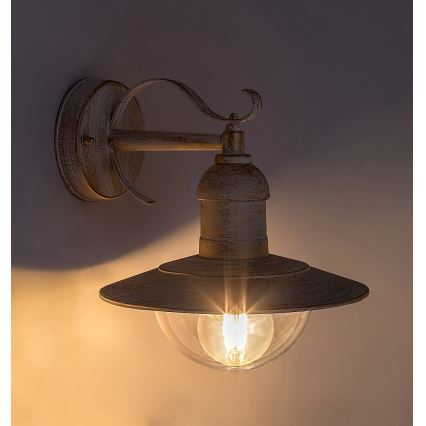 Brilagi - Applique murale d'extérieur MOLDE 1xE27/60W/230V IP44 blanc/patine