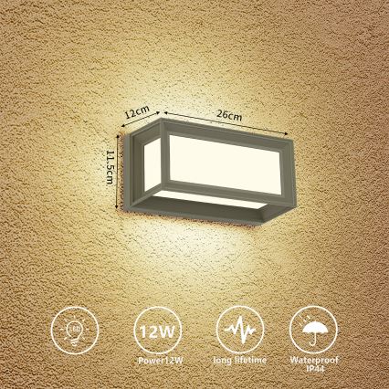 Brilagi - Applique murale d'extérieur PARKER LED/12W/230V grise IP44
