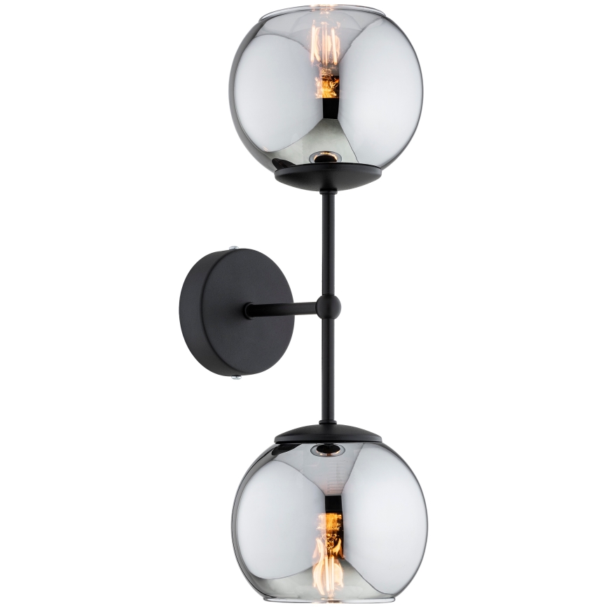 Brilagi - Applique murale DIOR 2xE27/60W/230V noir/gris fumé