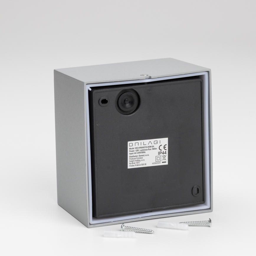 Brilagi - Applique murale extérieure avec détecteur TERNI LED/12W/230V gris IP44