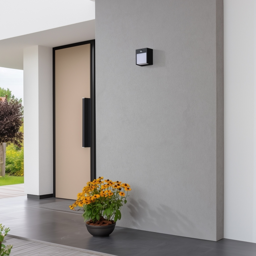 Brilagi-Applique murale extérieure avec détecteur TERNI LED/12W/230V noir IP44