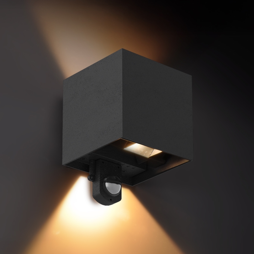 Brilagi - Applique murale extérieure LED avec détecteur CUBE LED/6W/230V noire IP65