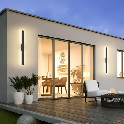 Brilagi - Applique murale extérieure LED LUNA, 24 W, 230 V, 3000 K, IP65, 100 cm, noire, IRC 90