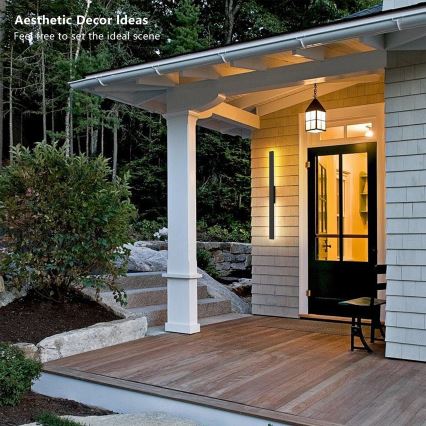 Brilagi - Applique murale extérieure LED LUNA, 24 W, 230 V, 3000 K, IP65, 100 cm, noire, IRC 90