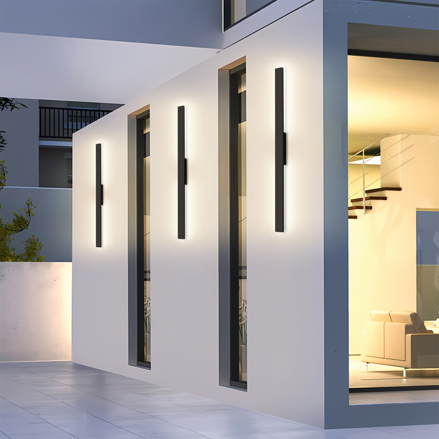 Brilagi - Applique murale extérieure LED LUNA, 24 W, 230 V, 3000 K, IP65, 100 cm, noire, IRC 90