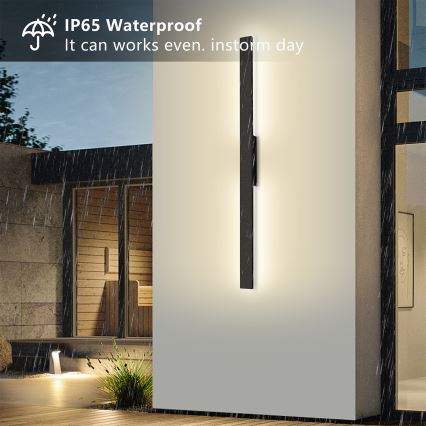 Brilagi - Applique murale extérieure LED LUNA, 24 W, 230 V, 3000 K, IP65, 100 cm, noire, IRC 90