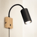 Brilagi - Applique murale flexible avec interrupteur SELE 1xGU10/30W/230V noir/décor chêne