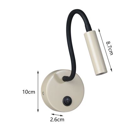 Brilagi - Applique murale flexible MAYA LED/3W/230V 4000K beige