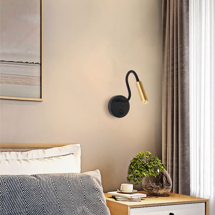 Brilagi - Applique murale flexible MAYA LED/3W/230V 4000K noir/doré