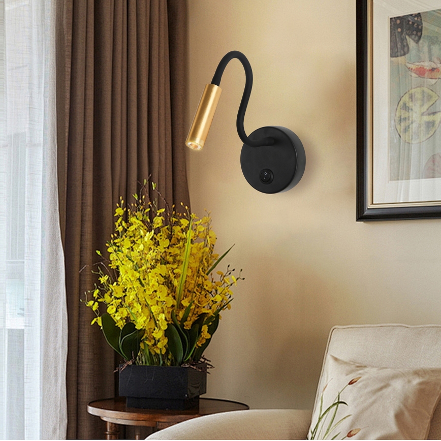 Brilagi - Applique murale flexible MAYA LED/3W/230V 4000K noir/doré