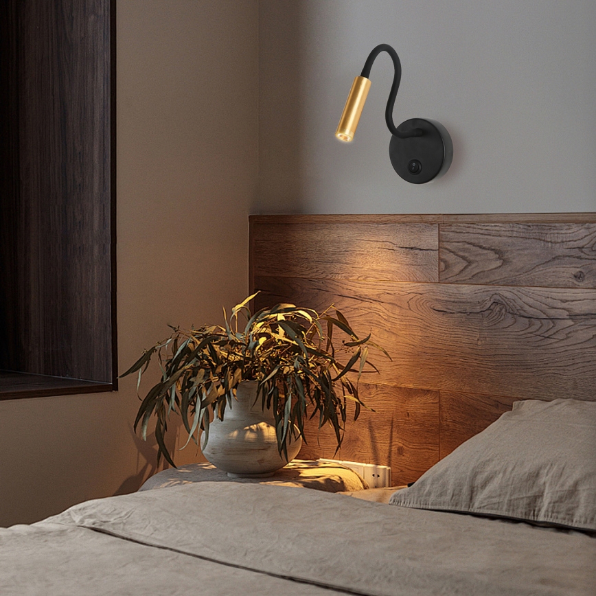 Brilagi - Applique murale flexible MAYA LED/3W/230V 4000K noir/doré