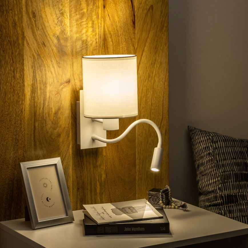 Brilagi - Applique murale flexible NUBILA 1xE27/25W/230V + LED/3W blanc