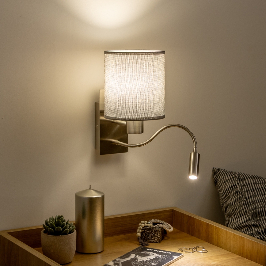 Brilagi - Applique murale flexible NUBILA 1xE27/25W/230V + LED/3W chrome mat/gris
