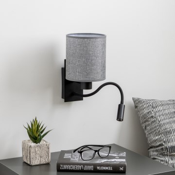 Brilagi - Applique murale flexible NUBILA 1xE27/25W/230V + LED/3W noir/gris