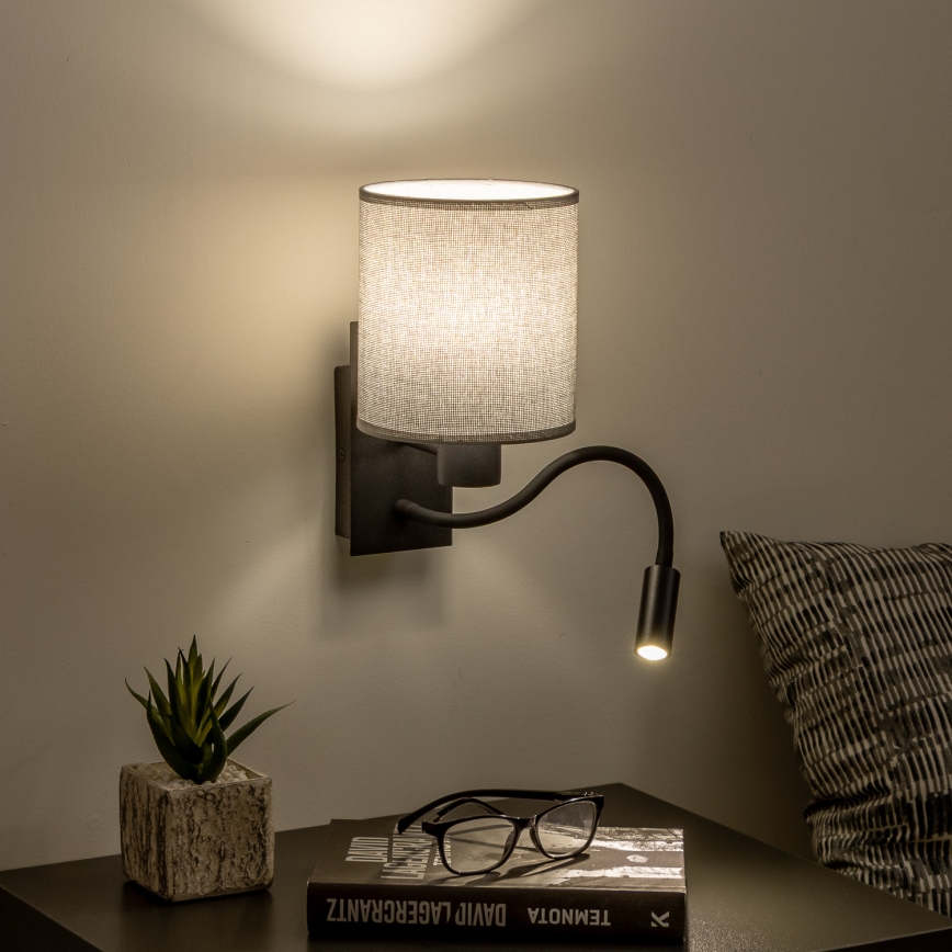 Brilagi - Applique murale flexible NUBILA 1xE27/25W/230V + LED/3W noir/gris