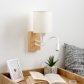 Brilagi - Applique murale flexible NUBILA WOOD 1xE27/25W/230V + LED/3W chêne/blanc/crème