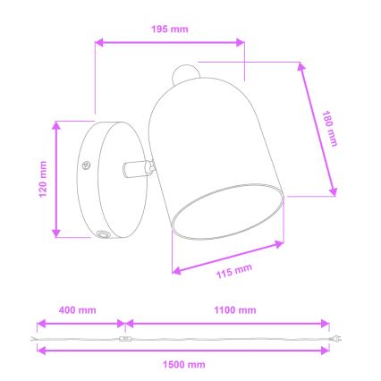 Brilagi - Applique murale GALLION 1xE27/15W/230V verte