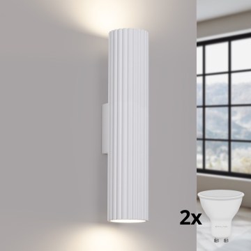 Brilagi - Applique murale LED CRESTO 2xGU10/10W/230V 30 cm blanche