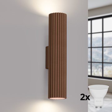 Brilagi - Applique murale LED CRESTO 2xGU10/10W/230V 30 cm marron