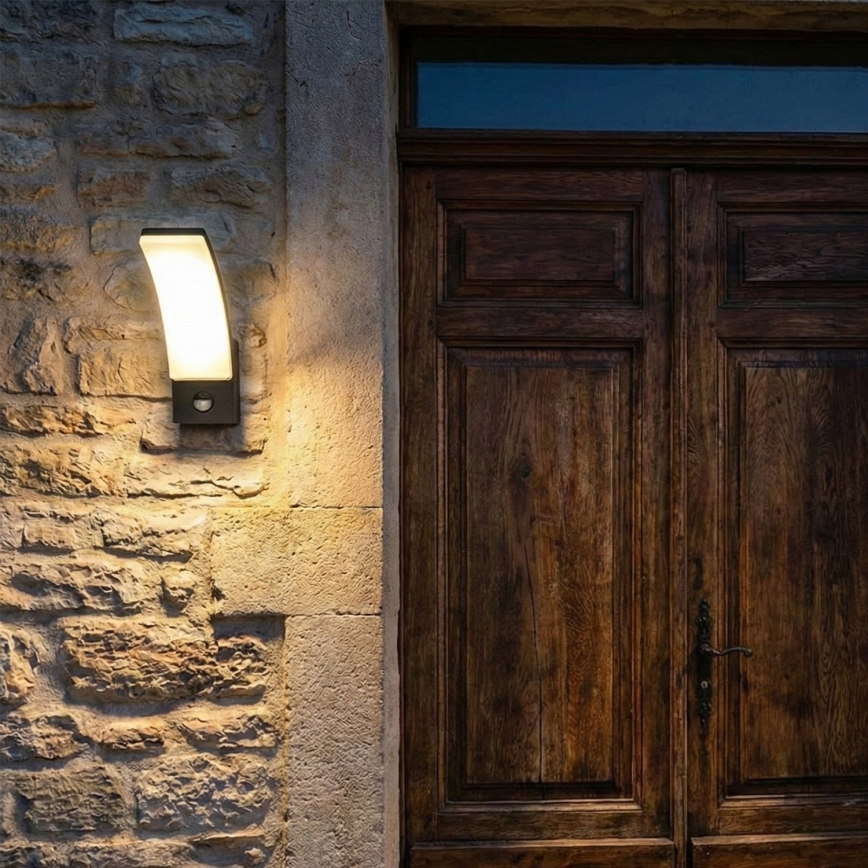 BRILAGI - Applique murale extérieure LED avec détecteur de mouvement et capteur crépusculaire ARCELO LED/12W/230V IP65 noire