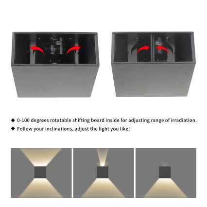 Brilagi - Applique murale LED d'extérieur DOUBLERAY LED/4W/230V anthracite IP65
