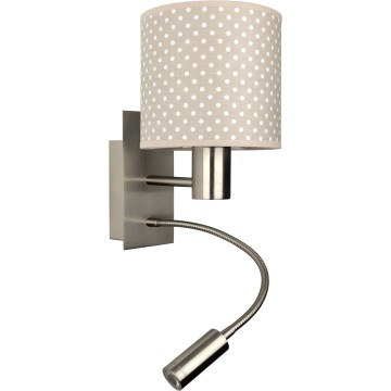 Brilagi - Applique murale LED flexible BOBO 1xE27/25W/230V + LED/3W chrome mat/beige/à pois