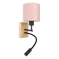 Brilagi - Applique murale LED flexible BOBO WOOD 1xE27/25W/230V + LED/3W chêne/noir/rose