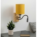 Brilagi - Applique murale LED flexible NUBILA WOOD 1xE27/25W/230V + LED/3W chêne/noir/jaune