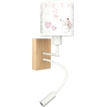 Brilagi - Applique murale LED flexible pour enfants BOBO WOOD 1xE27/25W/230V + LED/3W chêne/blanc/crème/petits lapins